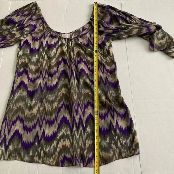 Parker silk abstract chevron print scoop neck tunic top medium - Picture 8 of 8
